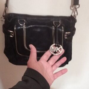 Michael Kors Naomi Leather And Suede Satchel
